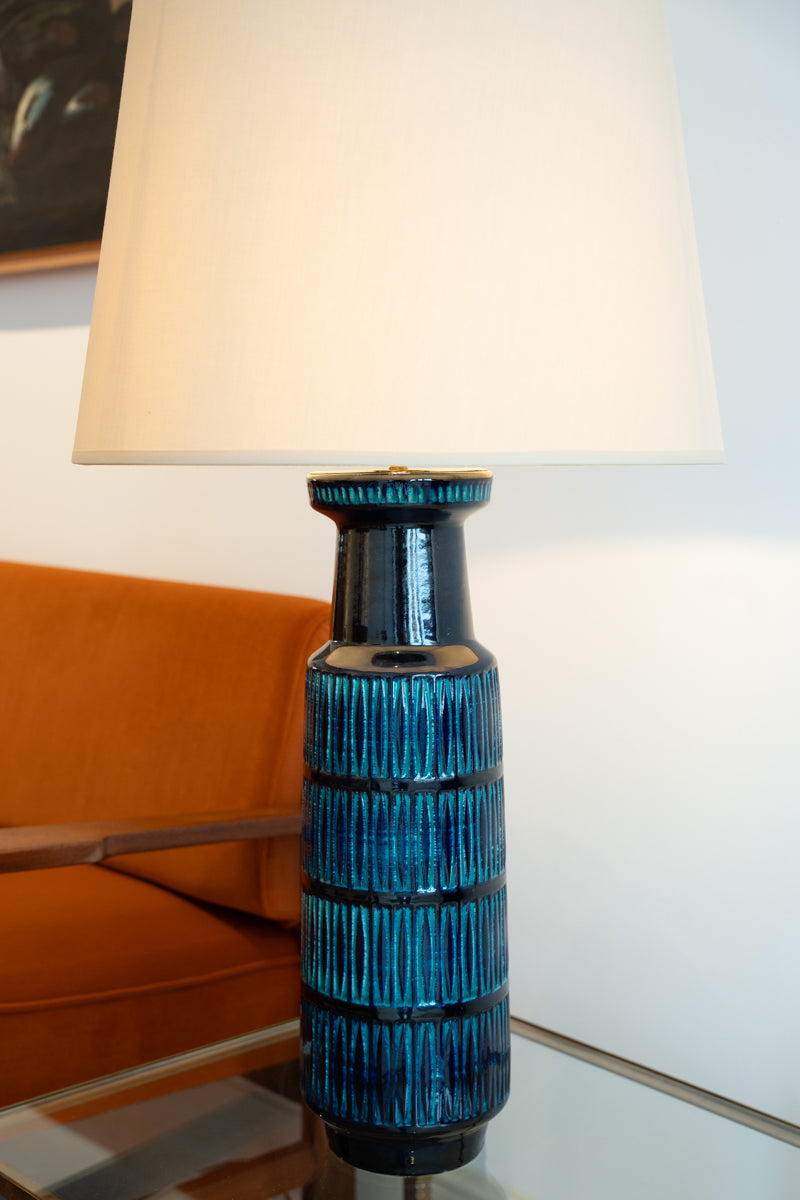 Paire de grandes lampes en céramique émaillée