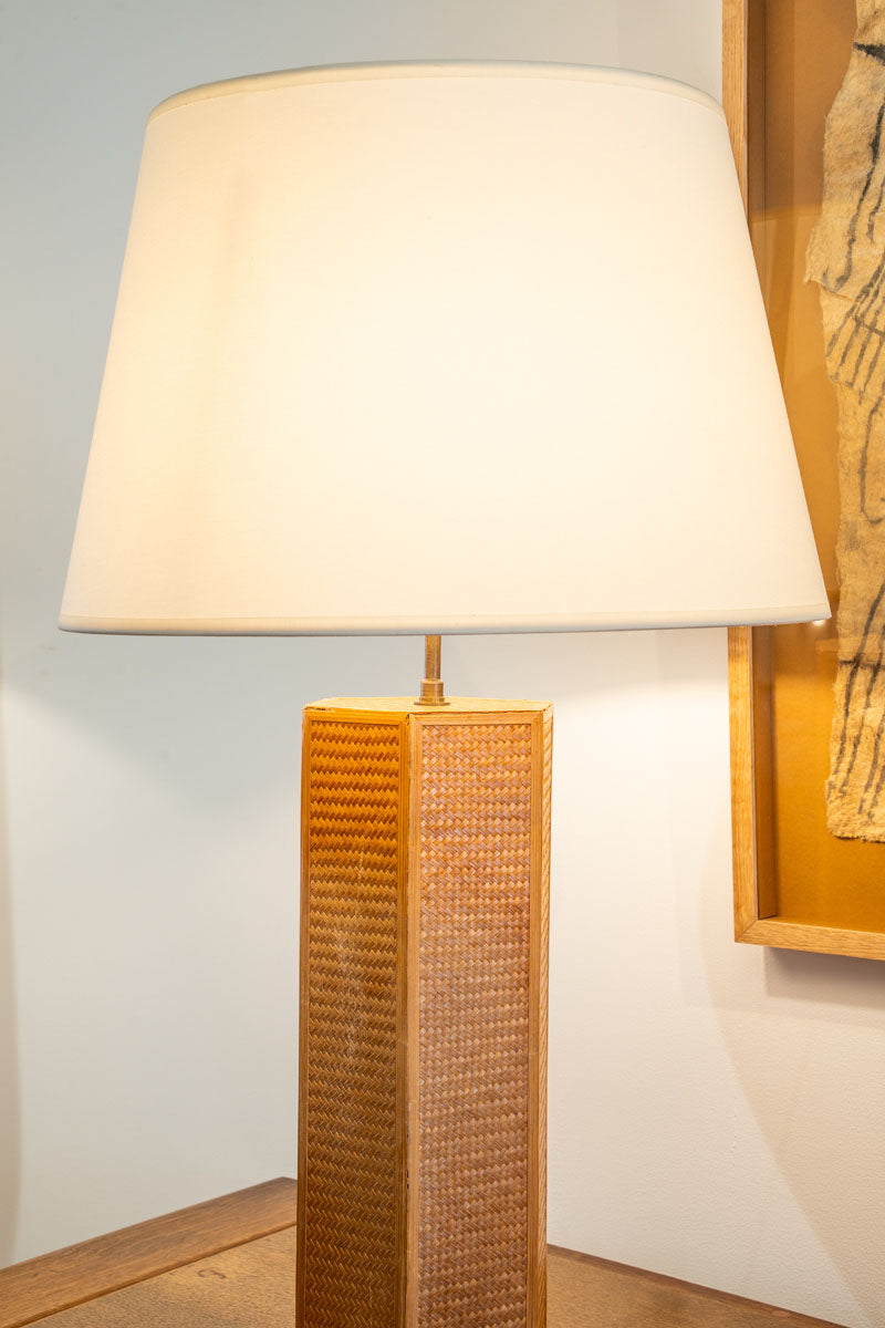Paire de lampes en marqueterie de paille