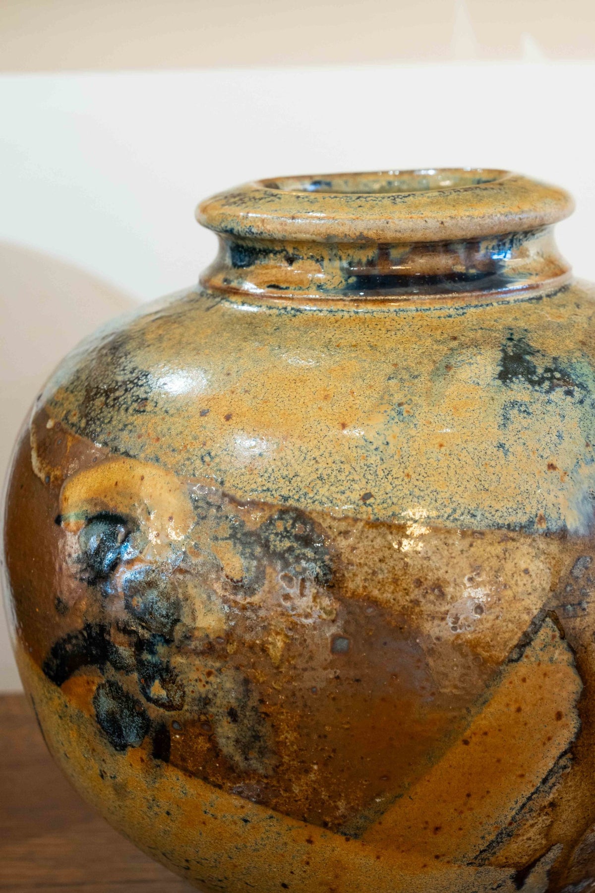 Round glazed ceramic vase