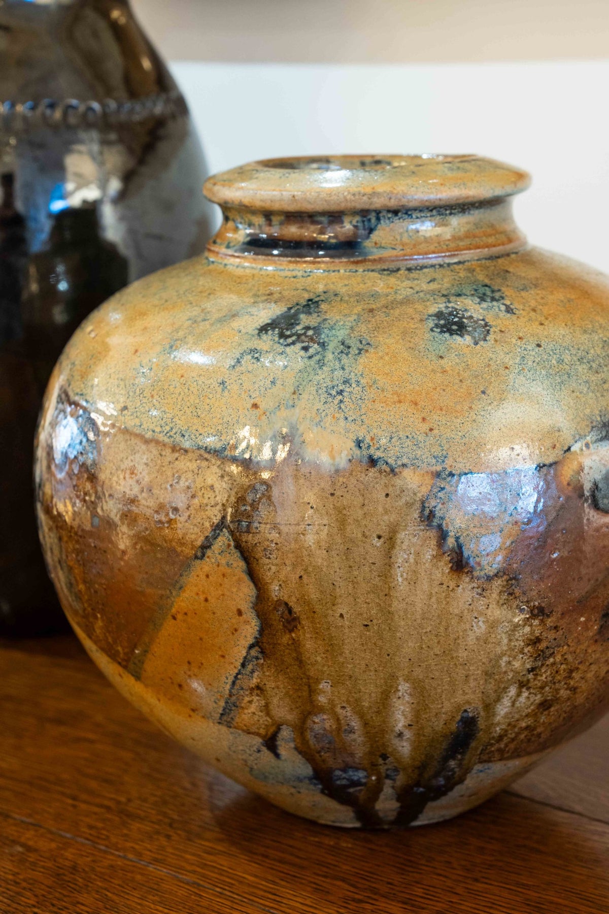 Round glazed ceramic vase