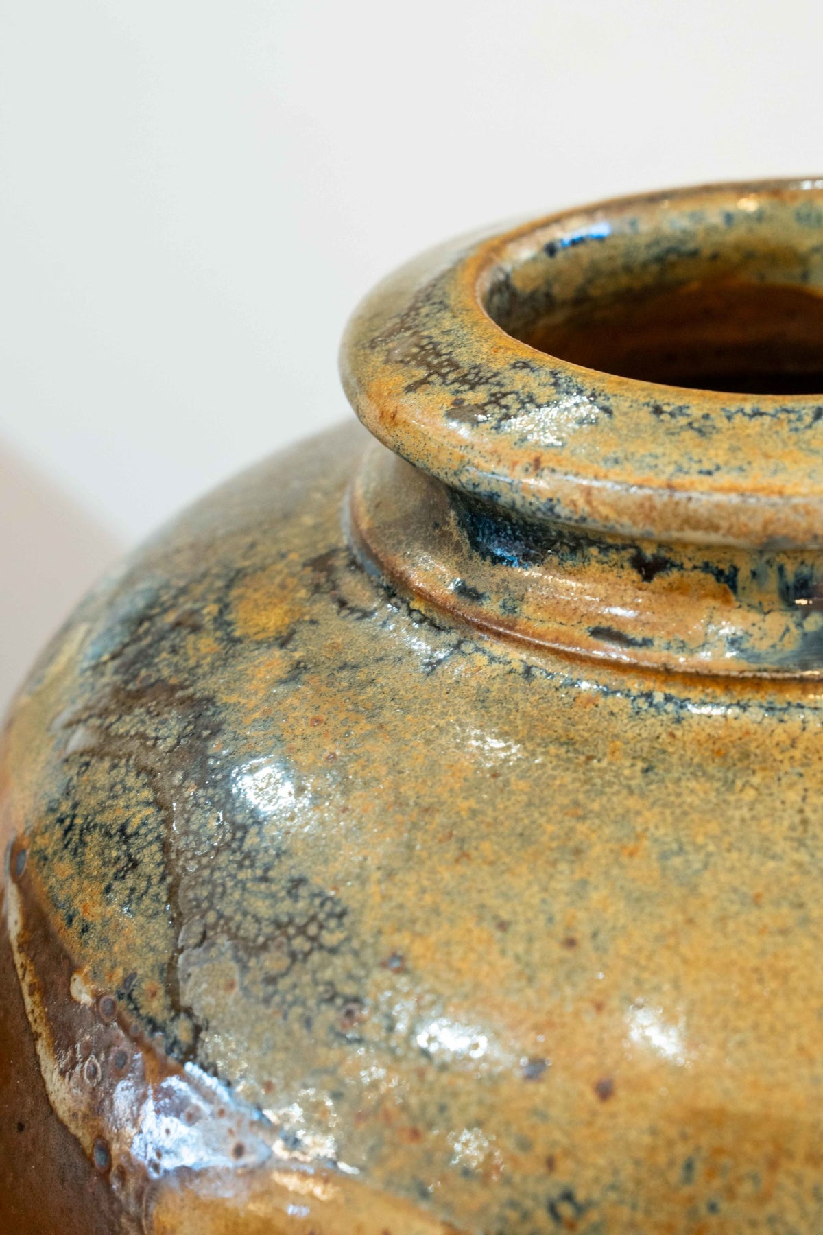 Round glazed ceramic vase