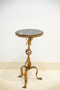 Table Martini en fer forgé doré et marbre