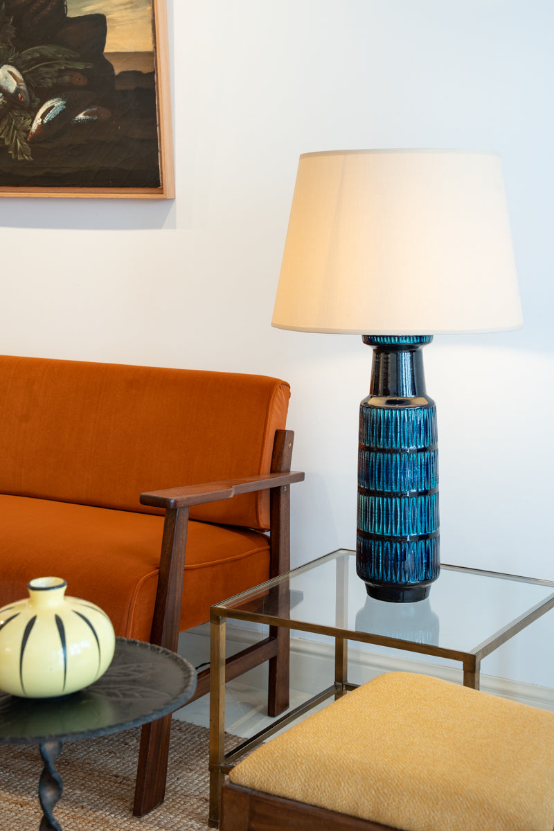 Paire de grandes lampes en céramique émaillée
