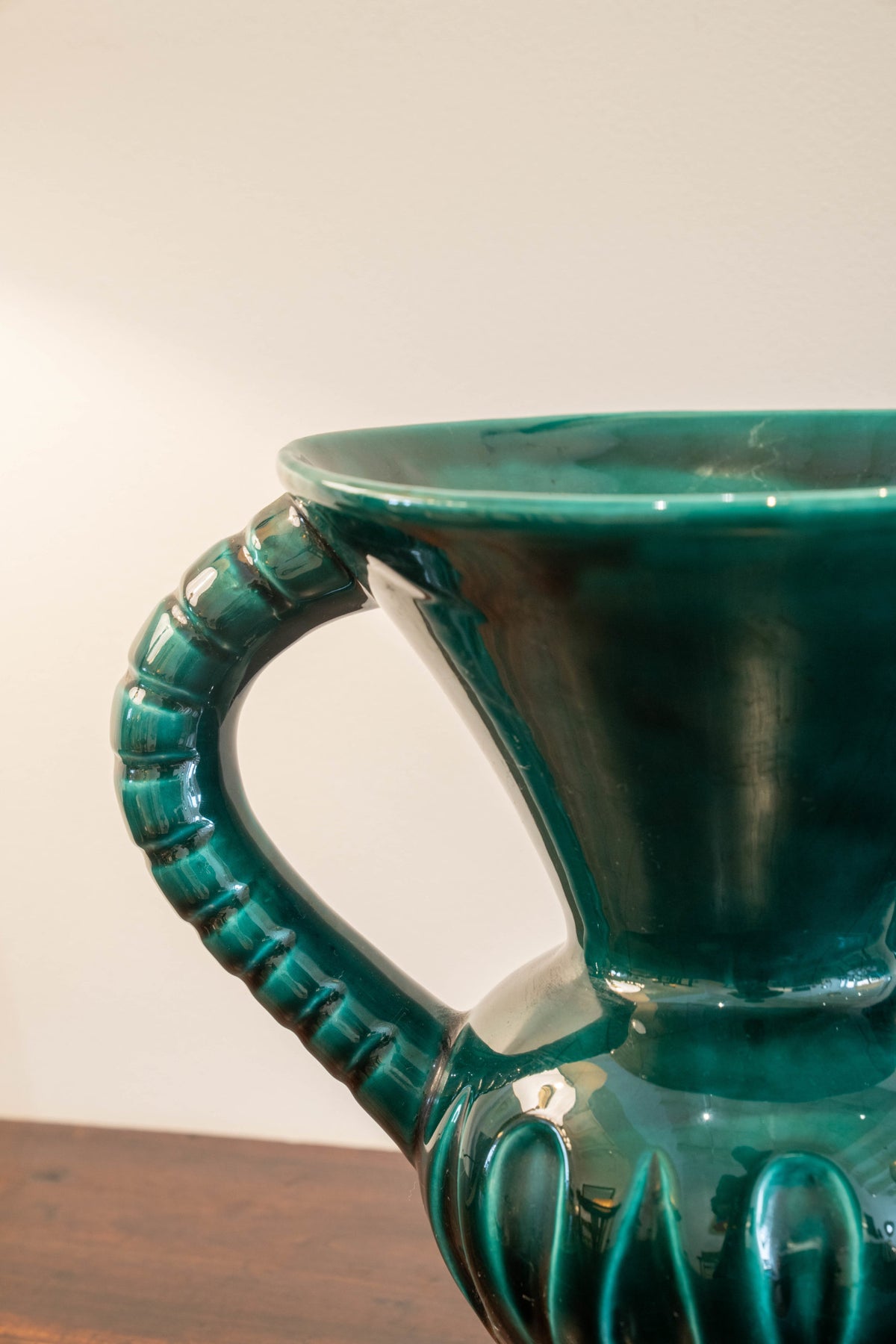 Green enamelled ceramic vase