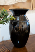 Gran jarrón negro de cerámica esmaltada
