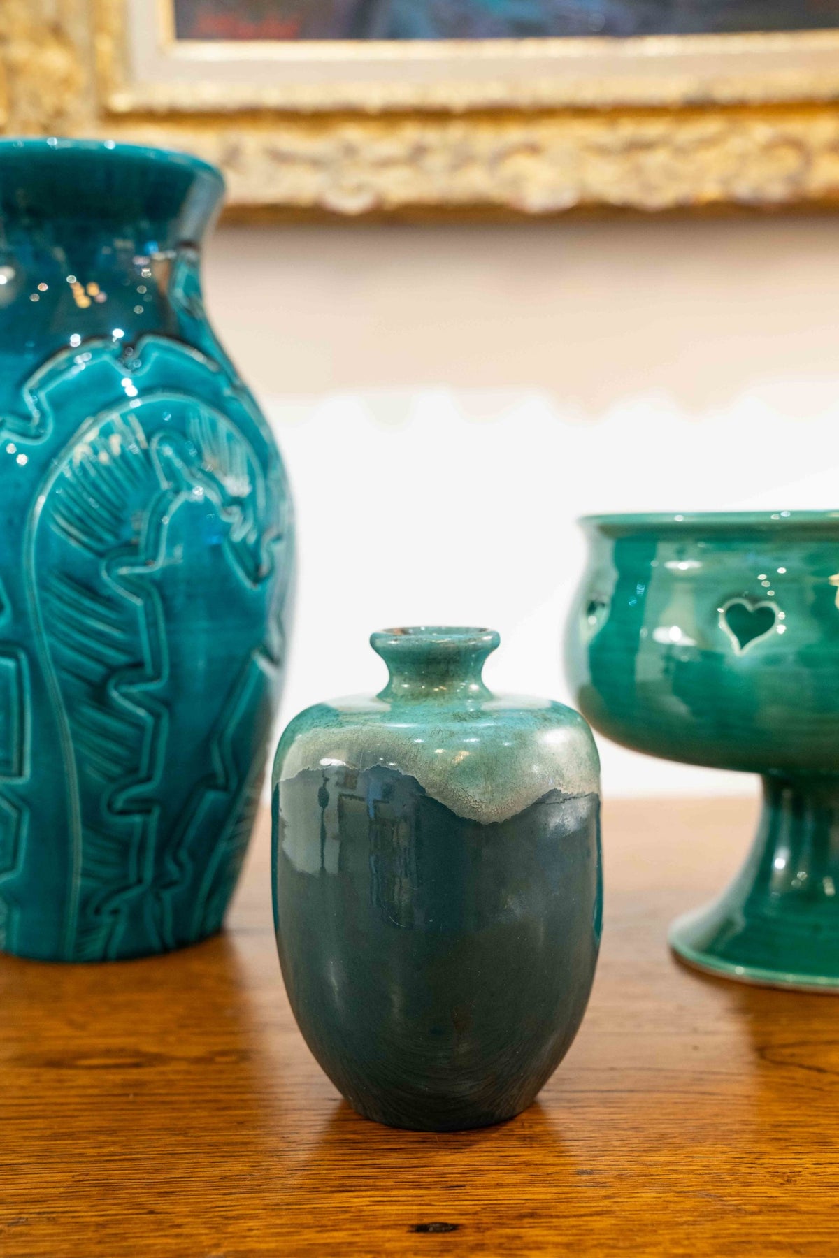 Vase bleu turquoise en céramique émaillée