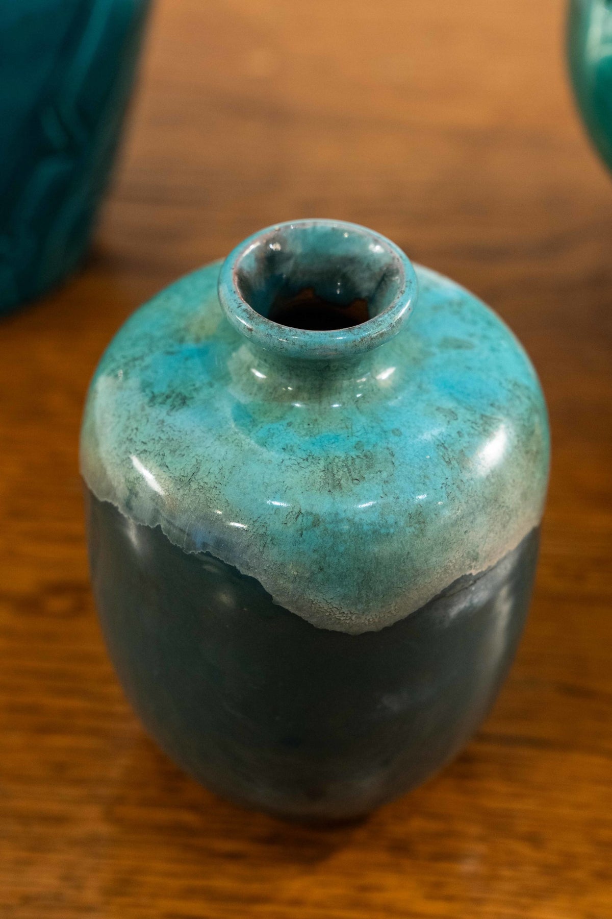 Vase bleu turquoise en céramique émaillée
