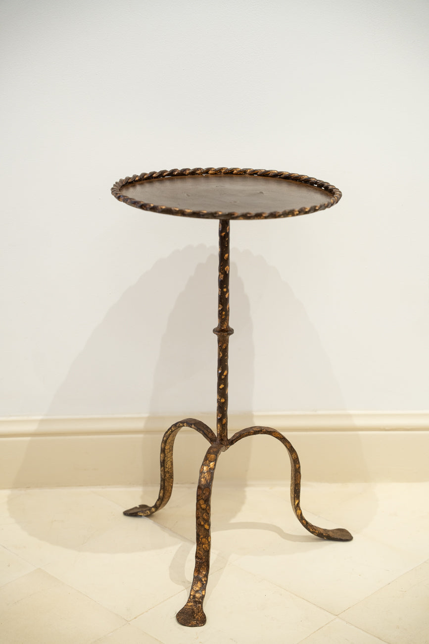 Gilded wrought iron Martini side table