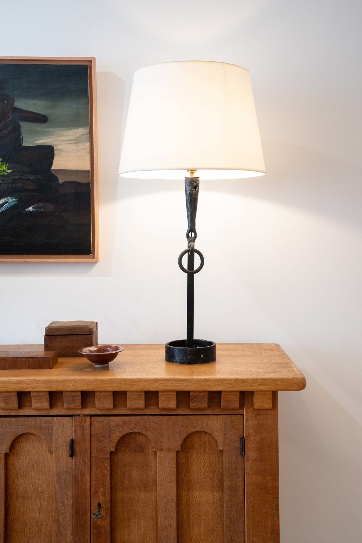Tall wrought iron table lamp