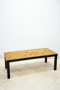 Table basse en fer forgé et céramique jaune