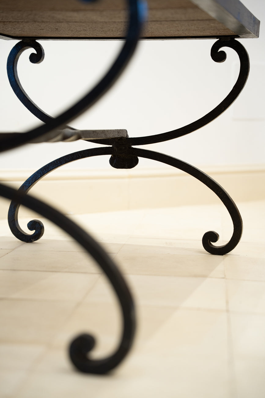 Ceramic and wrought iron coffee table