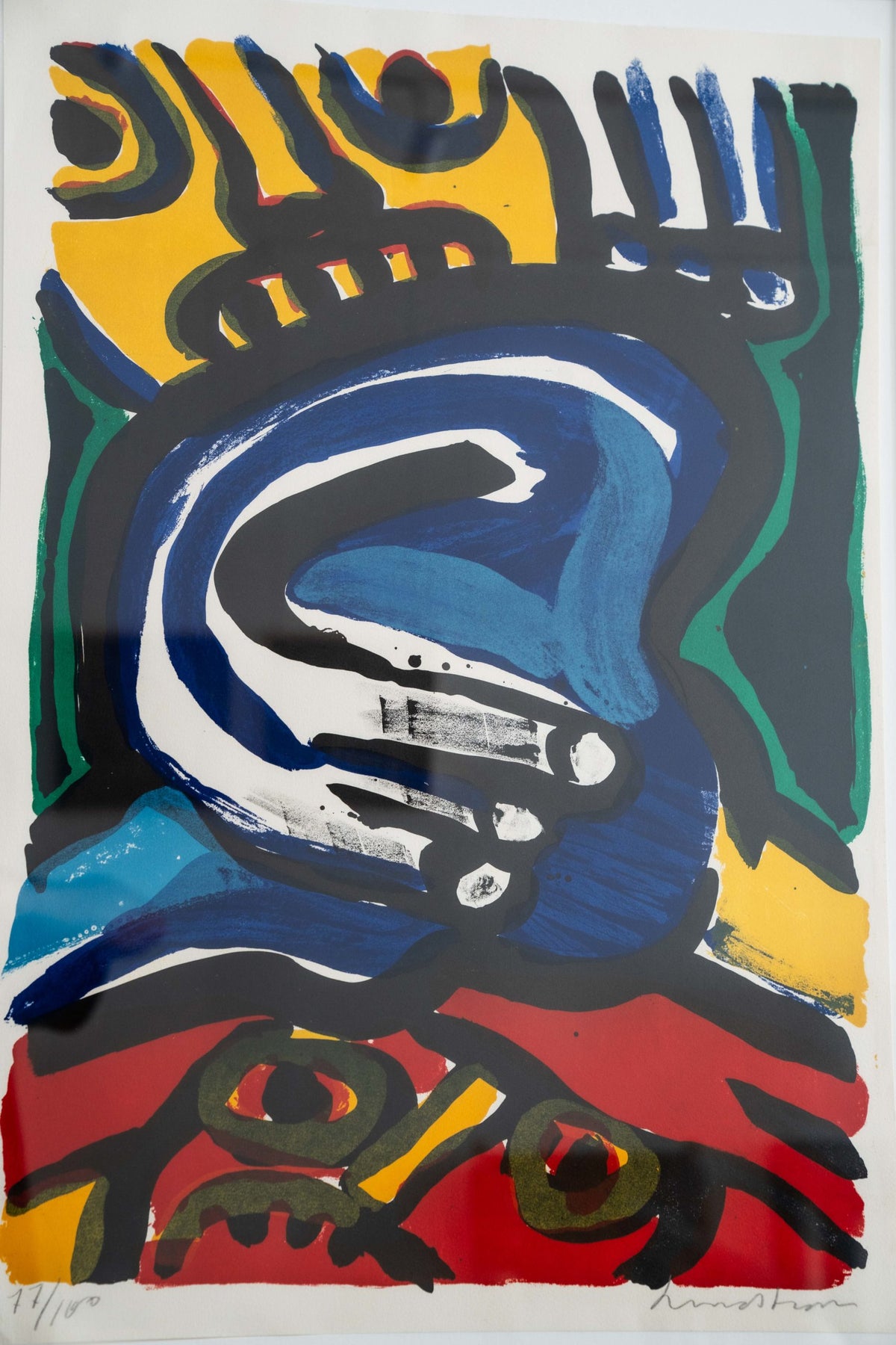 Lithographie polychrome aux deux visages
