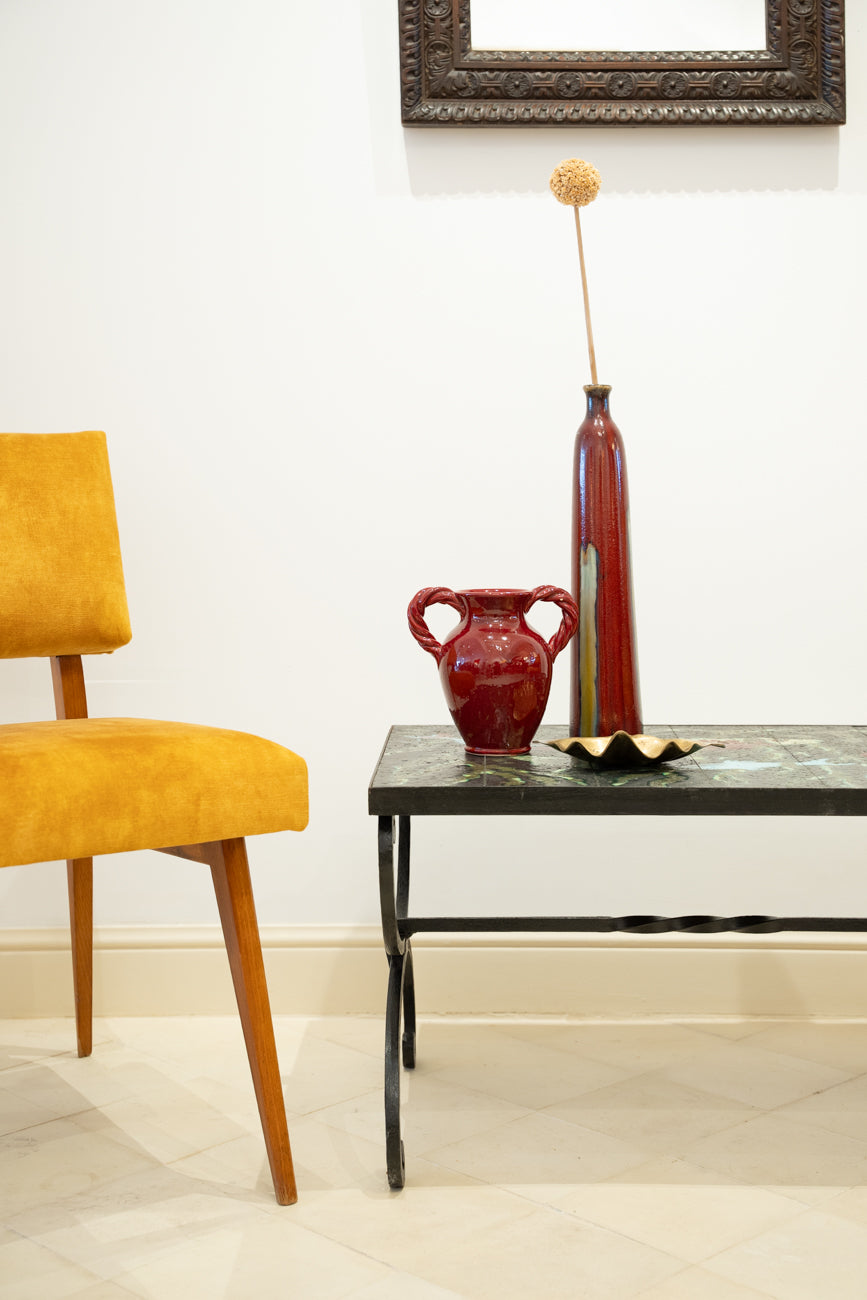 Ceramic and wrought iron coffee table