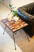 Table d’appoint en fer forgé et céramique