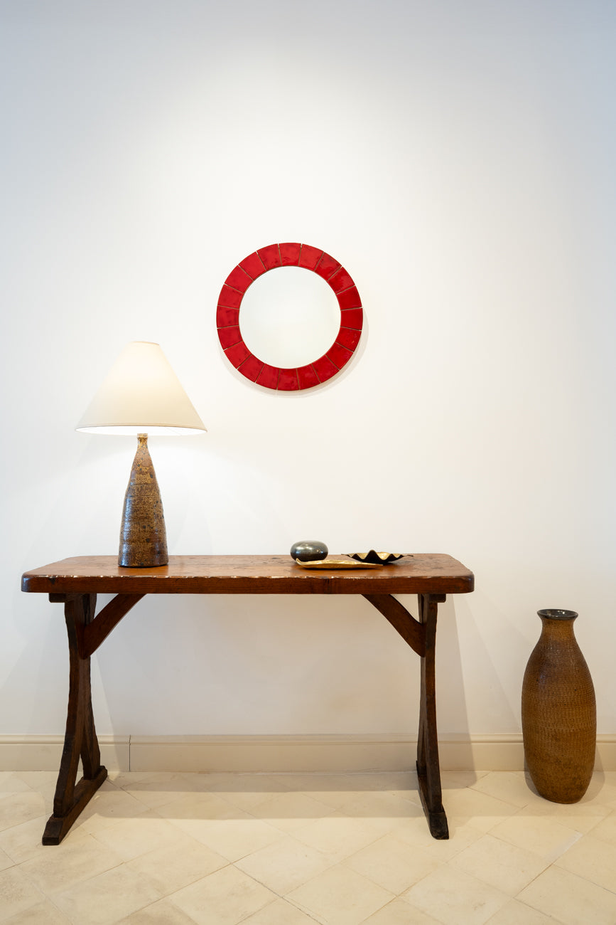 Miroir circulaire en céramique émaillée