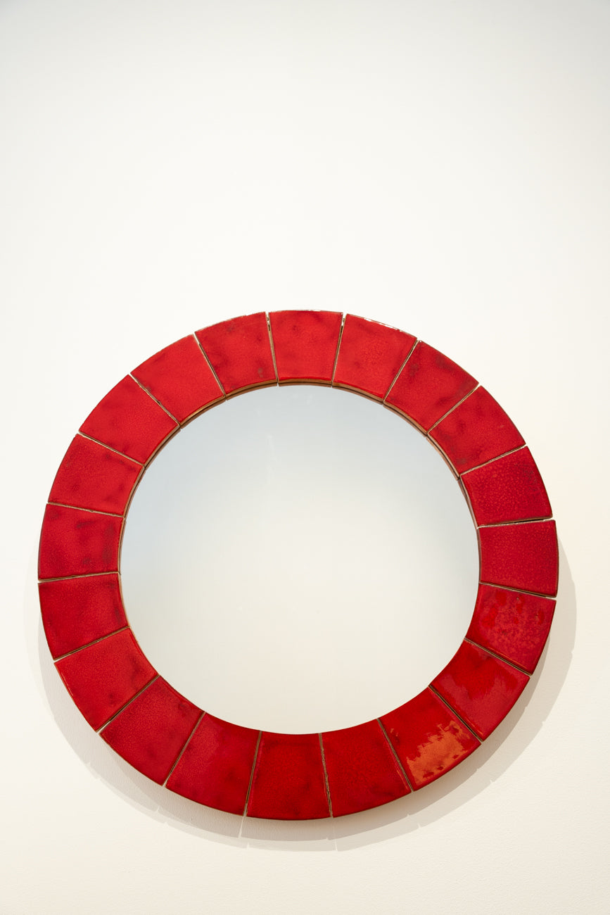 Miroir circulaire en céramique émaillée