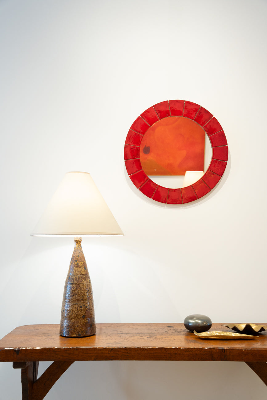 Miroir circulaire en céramique émaillée