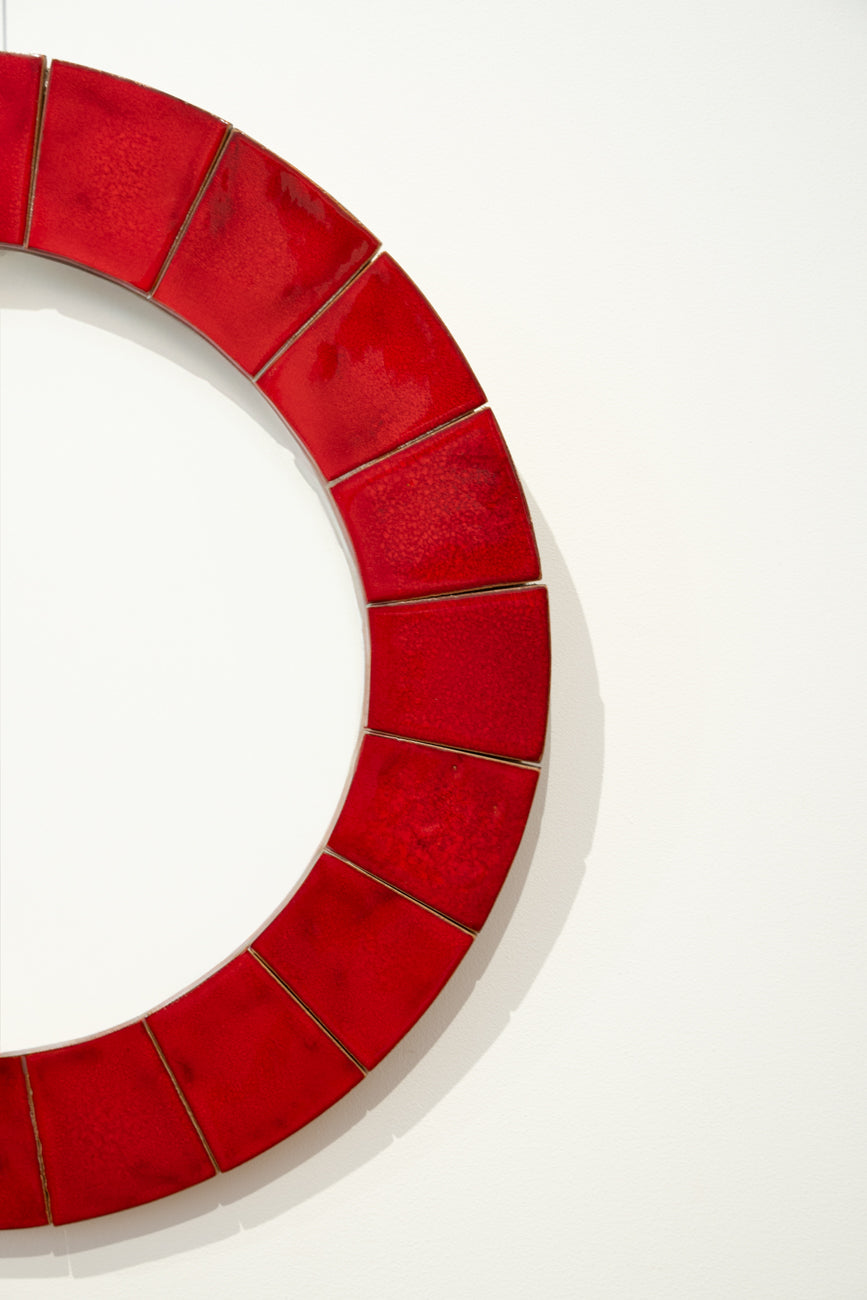 Miroir circulaire en céramique émaillée