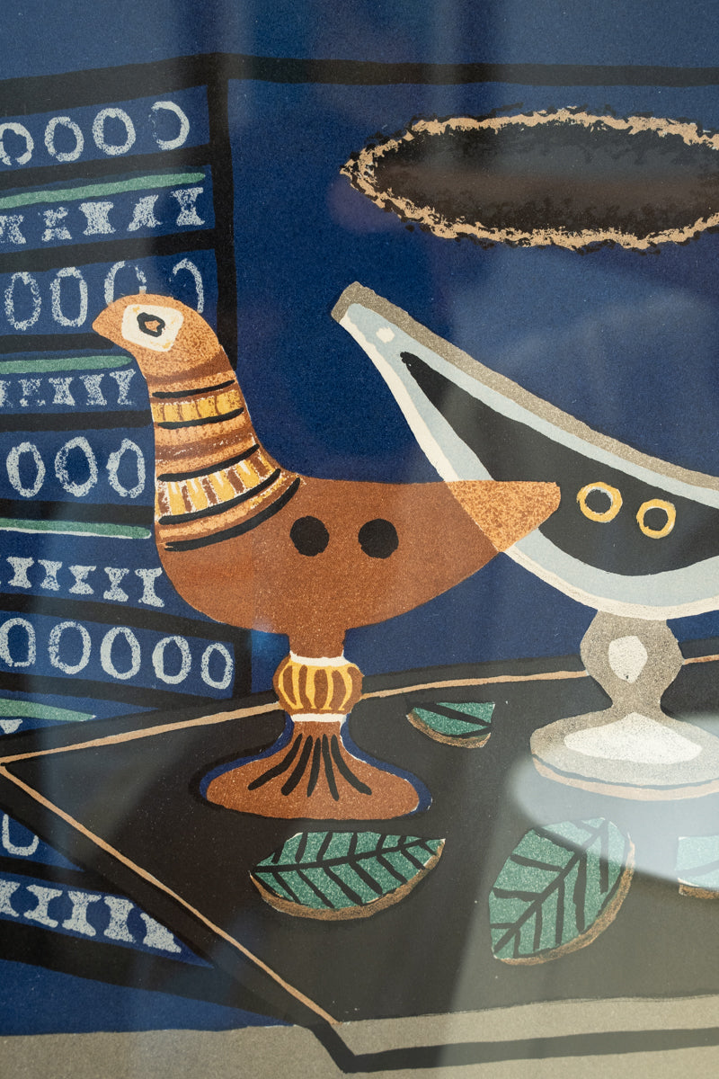 Lithographie aux quatre oiseaux