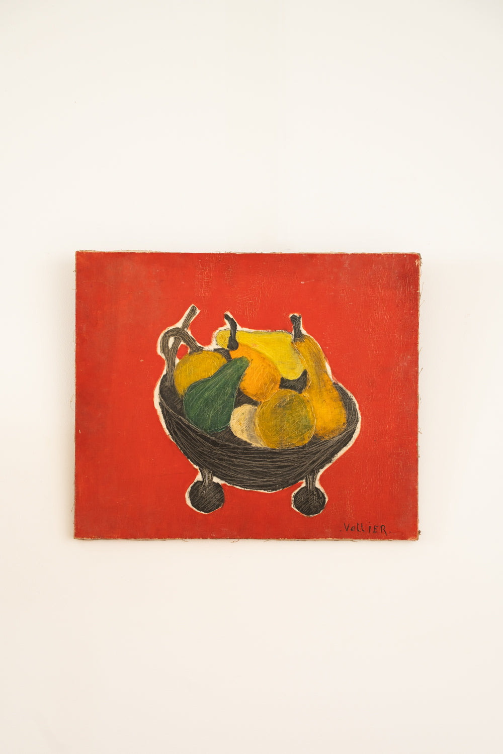 Nature morte sur fond rouge