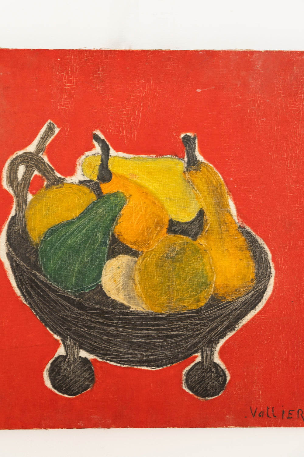 Nature morte sur fond rouge