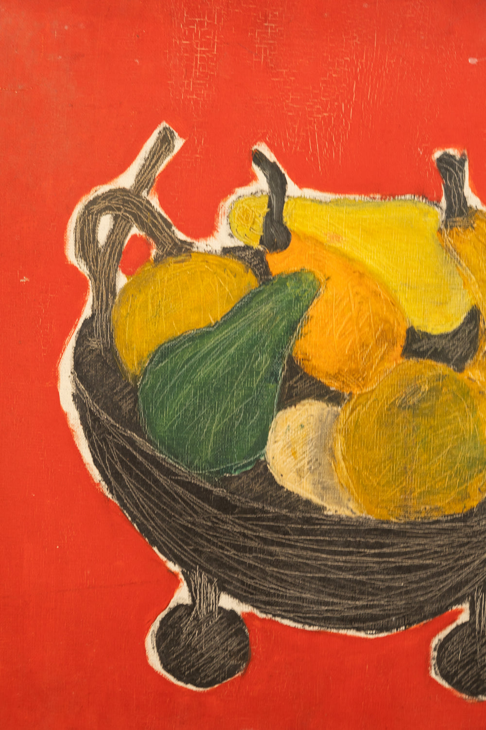 Nature morte sur fond rouge