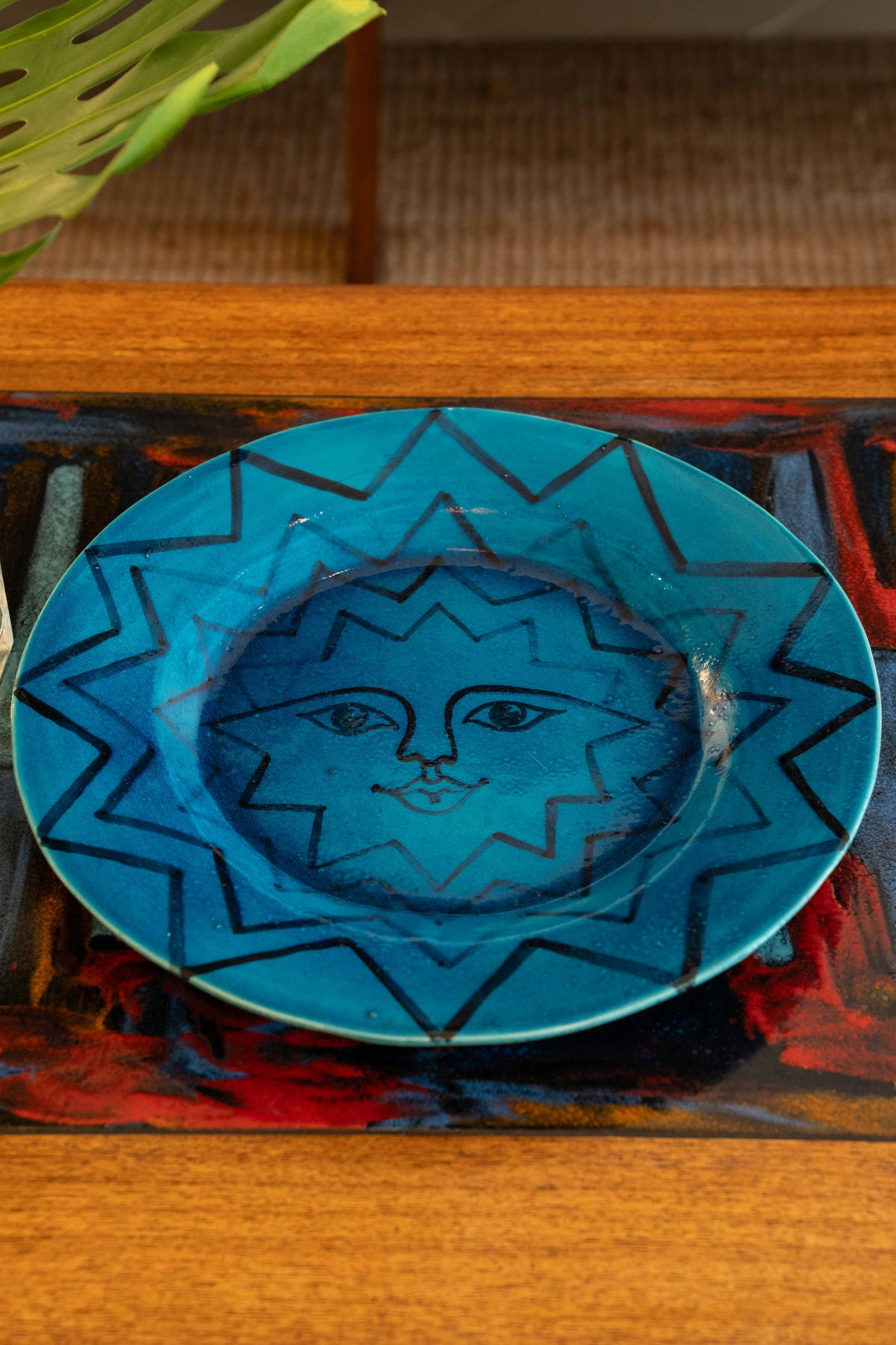 Large blue sun plate