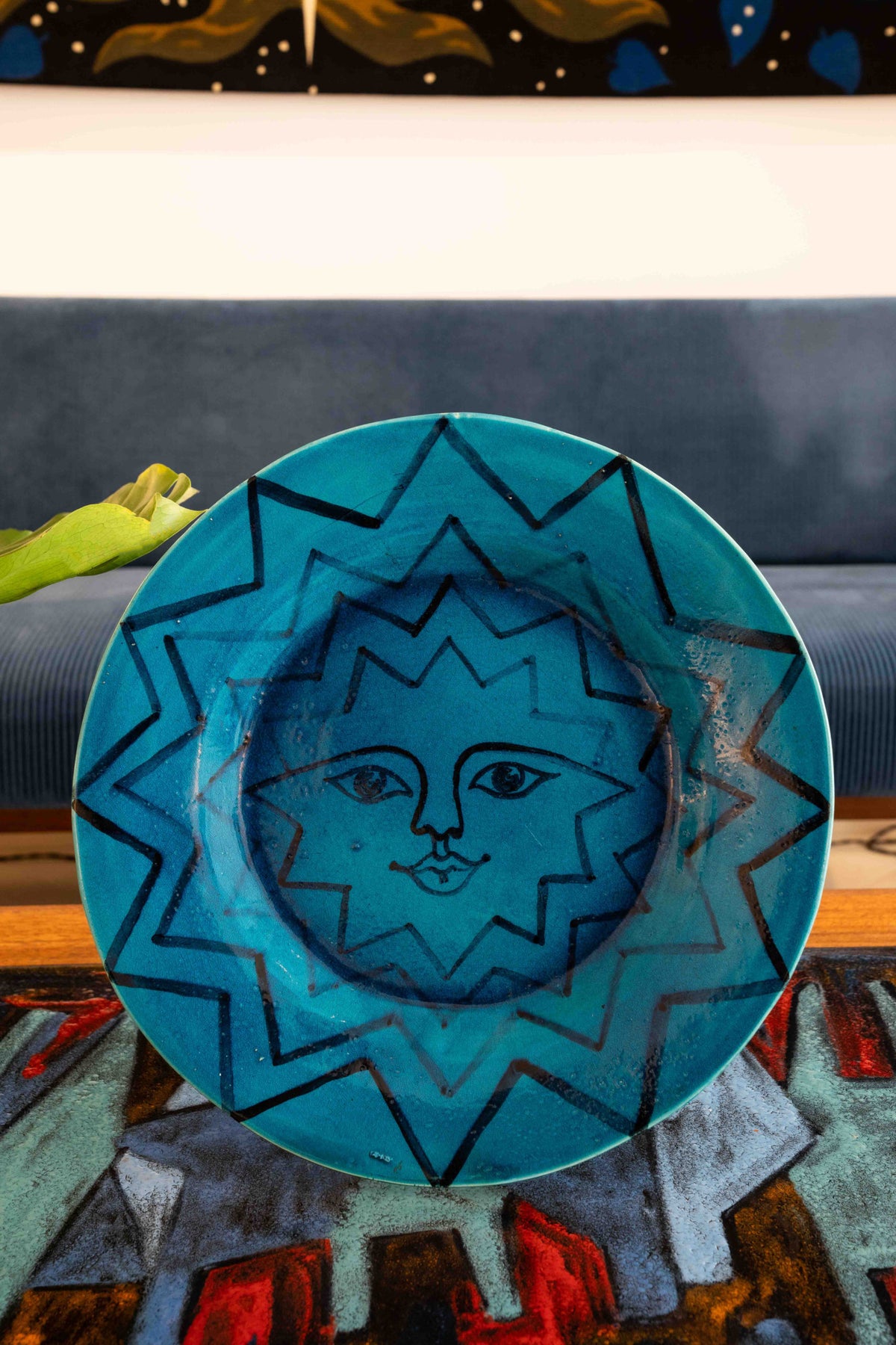 Large blue sun plate