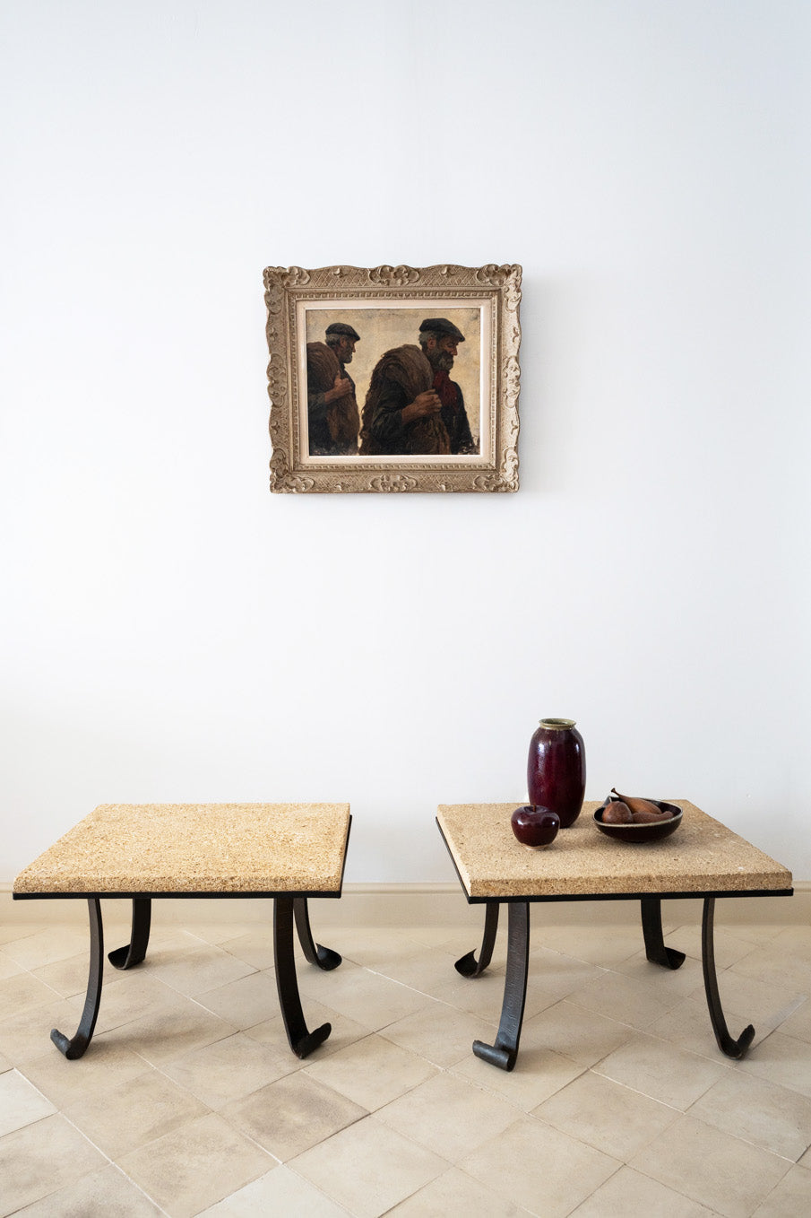 Pair of mid-century wrought iron side table