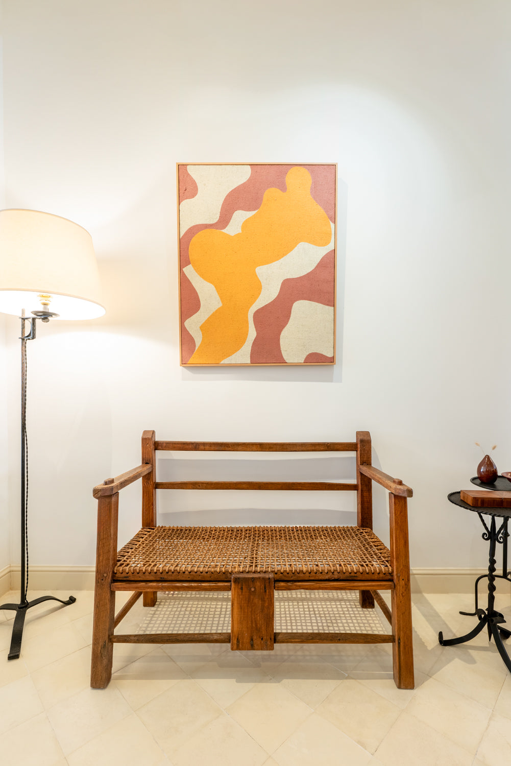Oak and rope bench