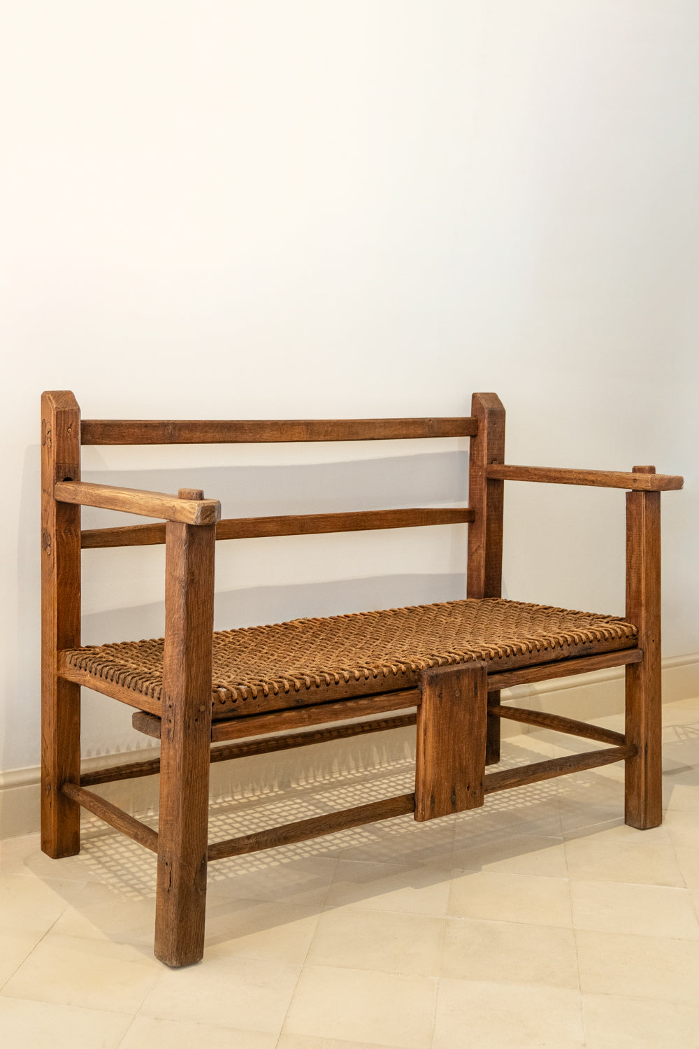 Oak and rope bench