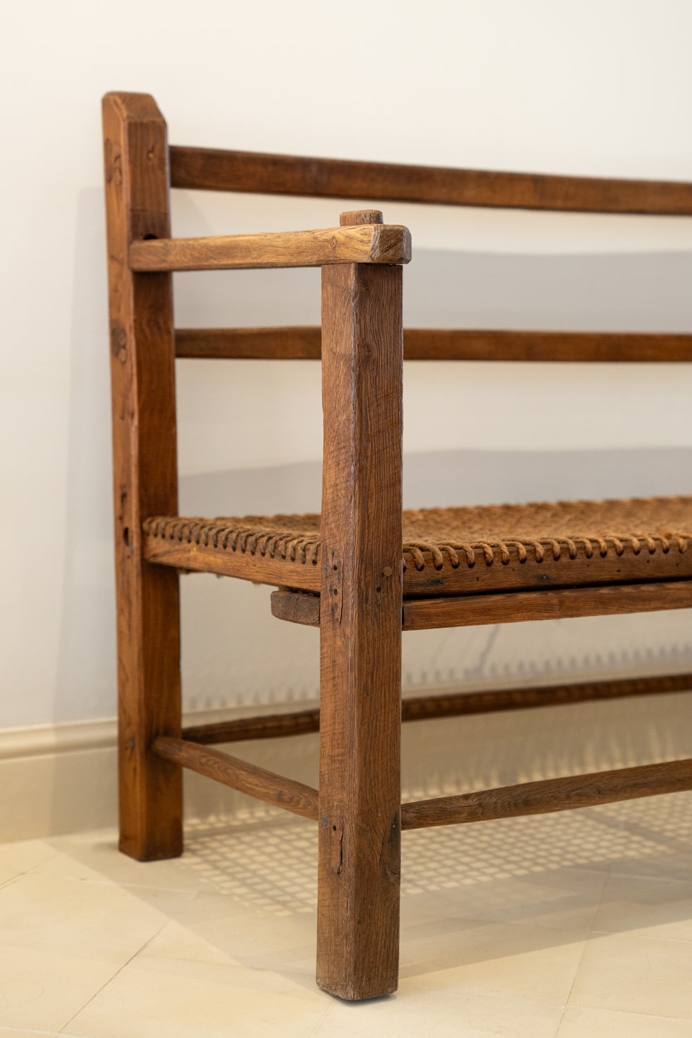 Oak and rope bench