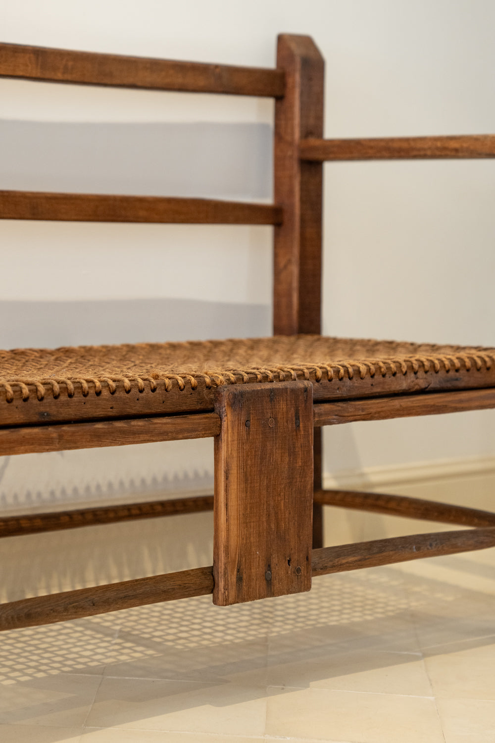 Oak and rope bench