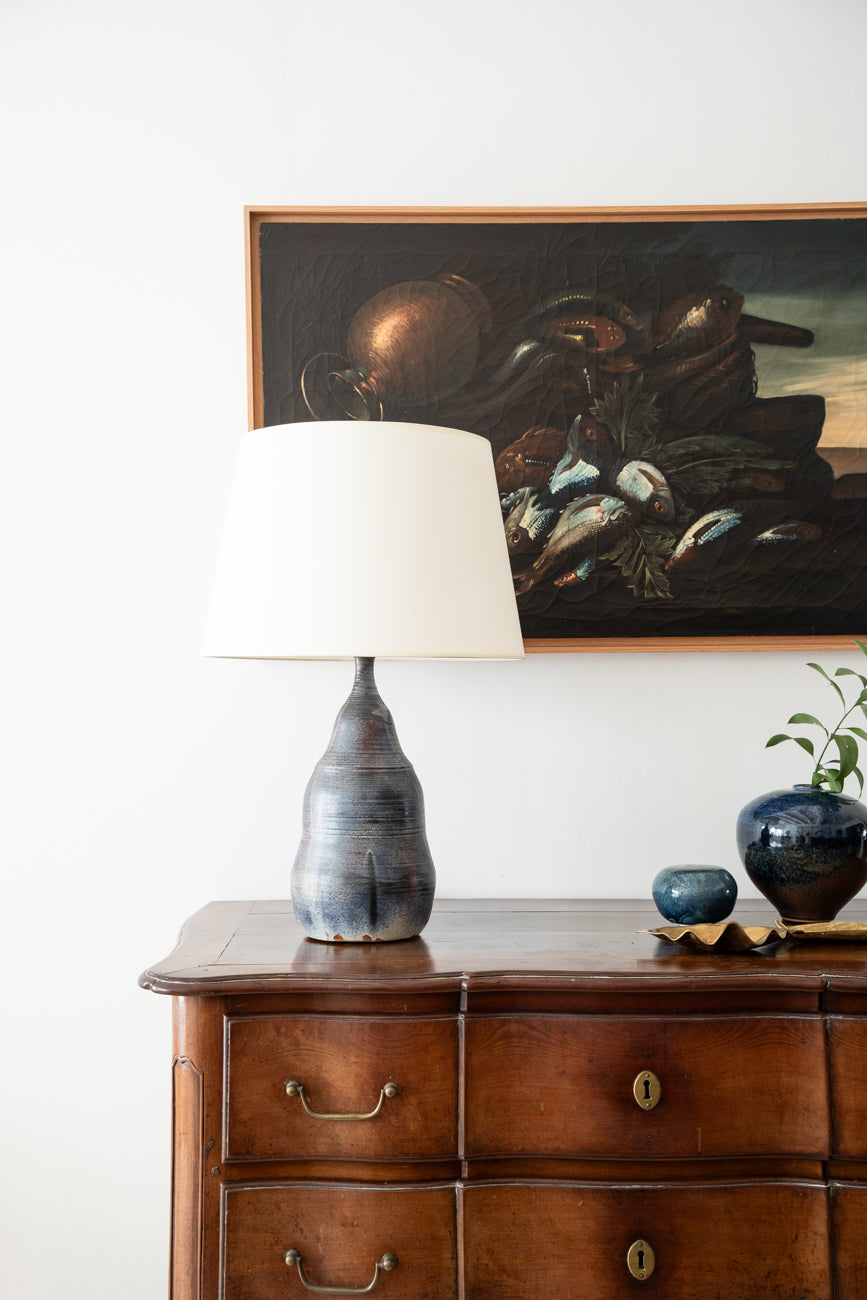 Blue glazed ceramic table lamp