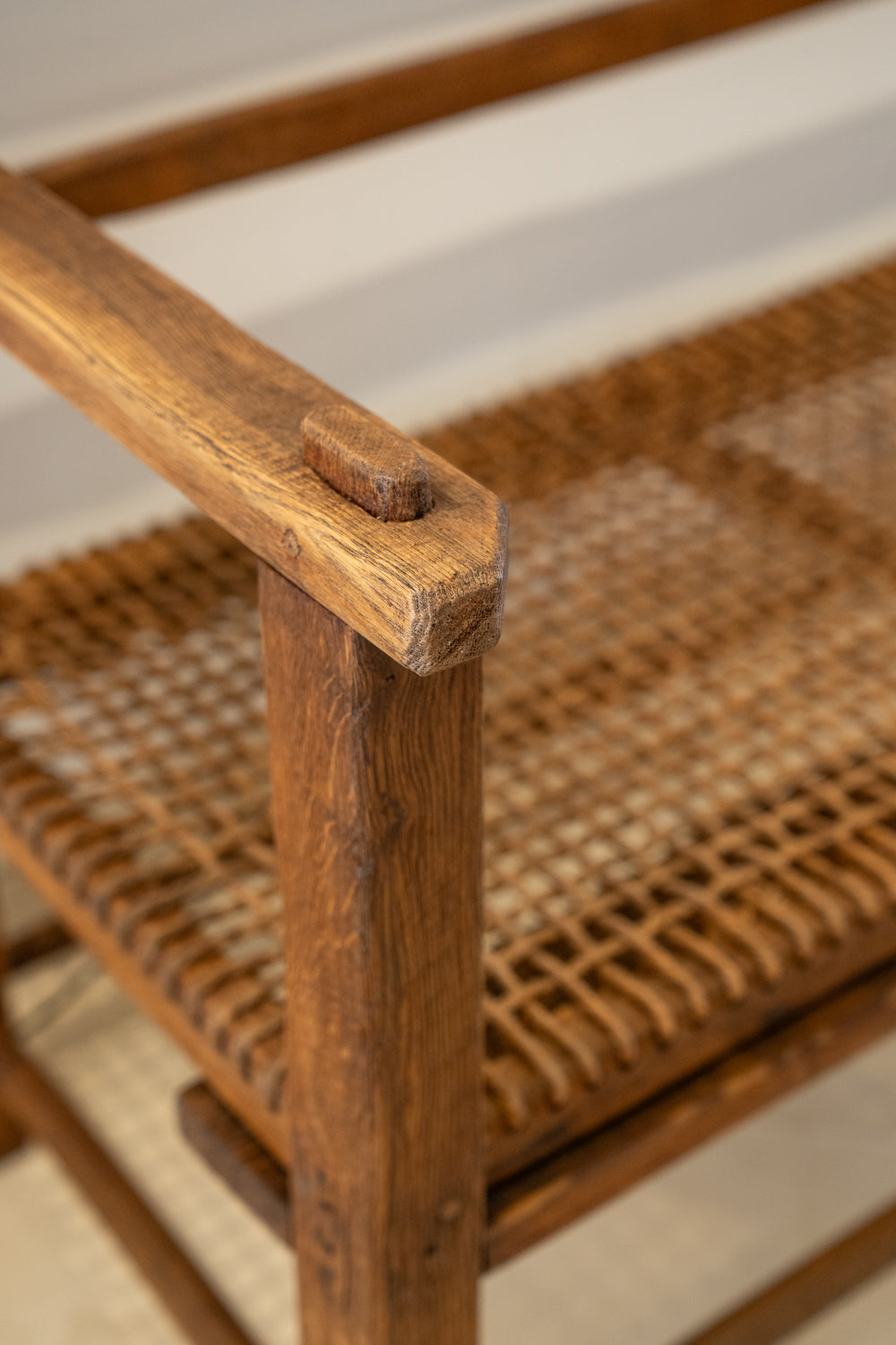 Oak and rope bench