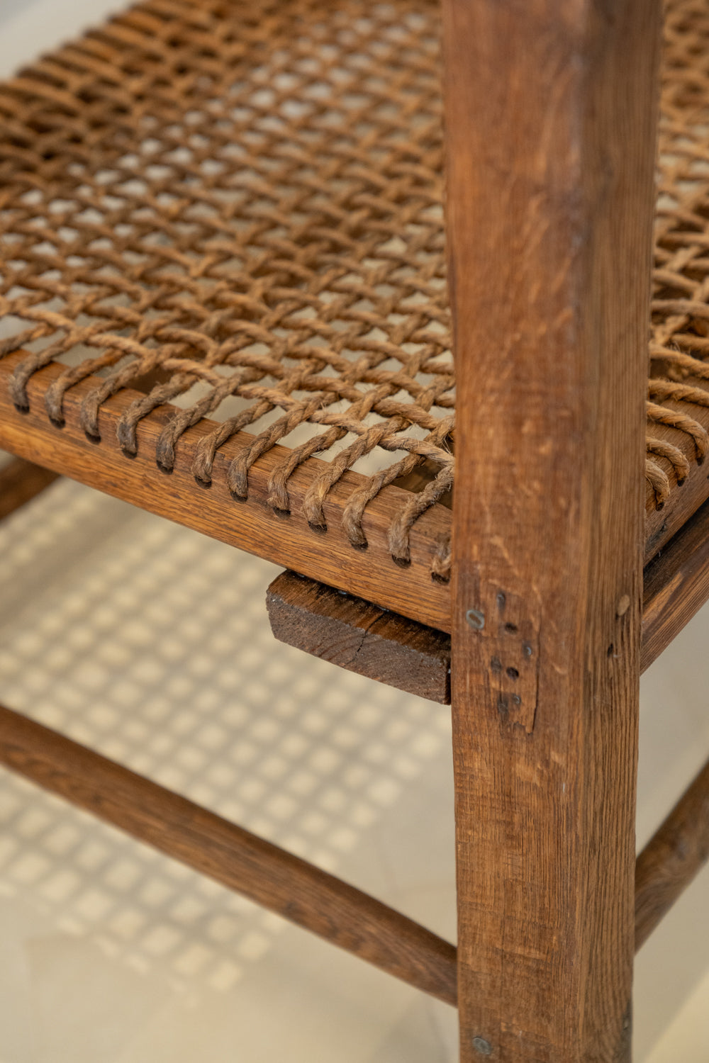 Oak and rope bench