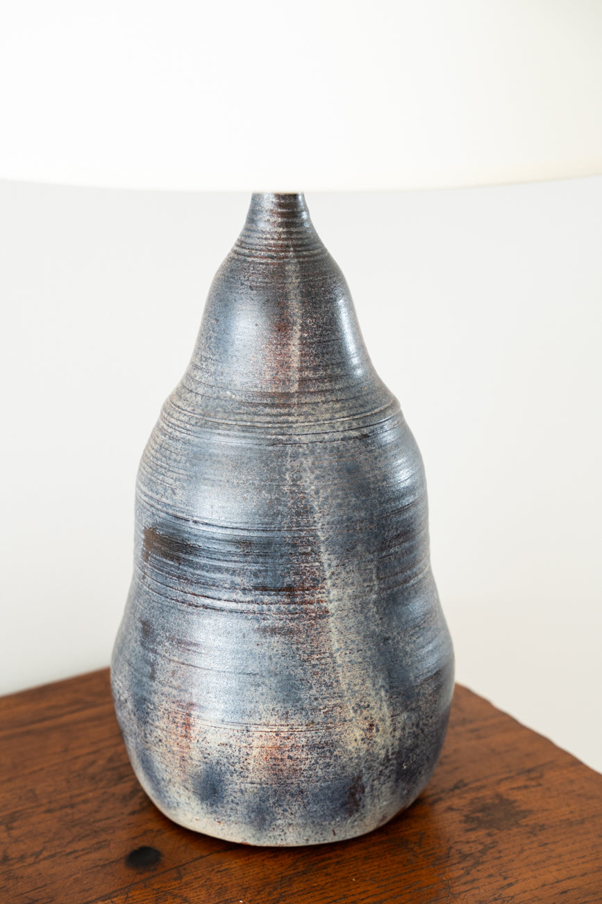 Blue glazed ceramic table lamp