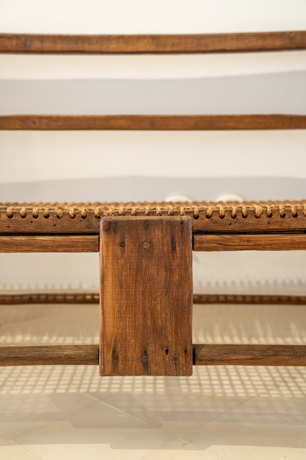 Oak and rope bench