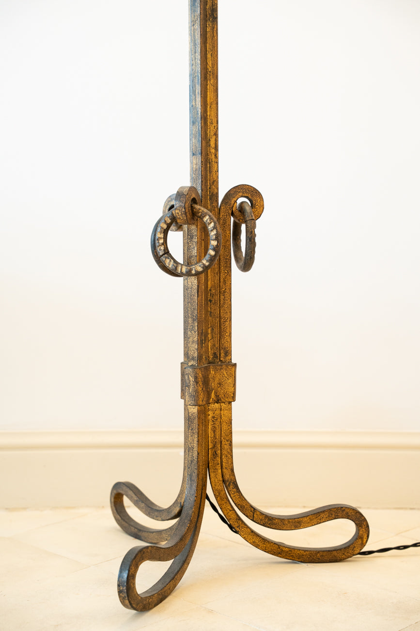 Gilded wrought iron floor lamp