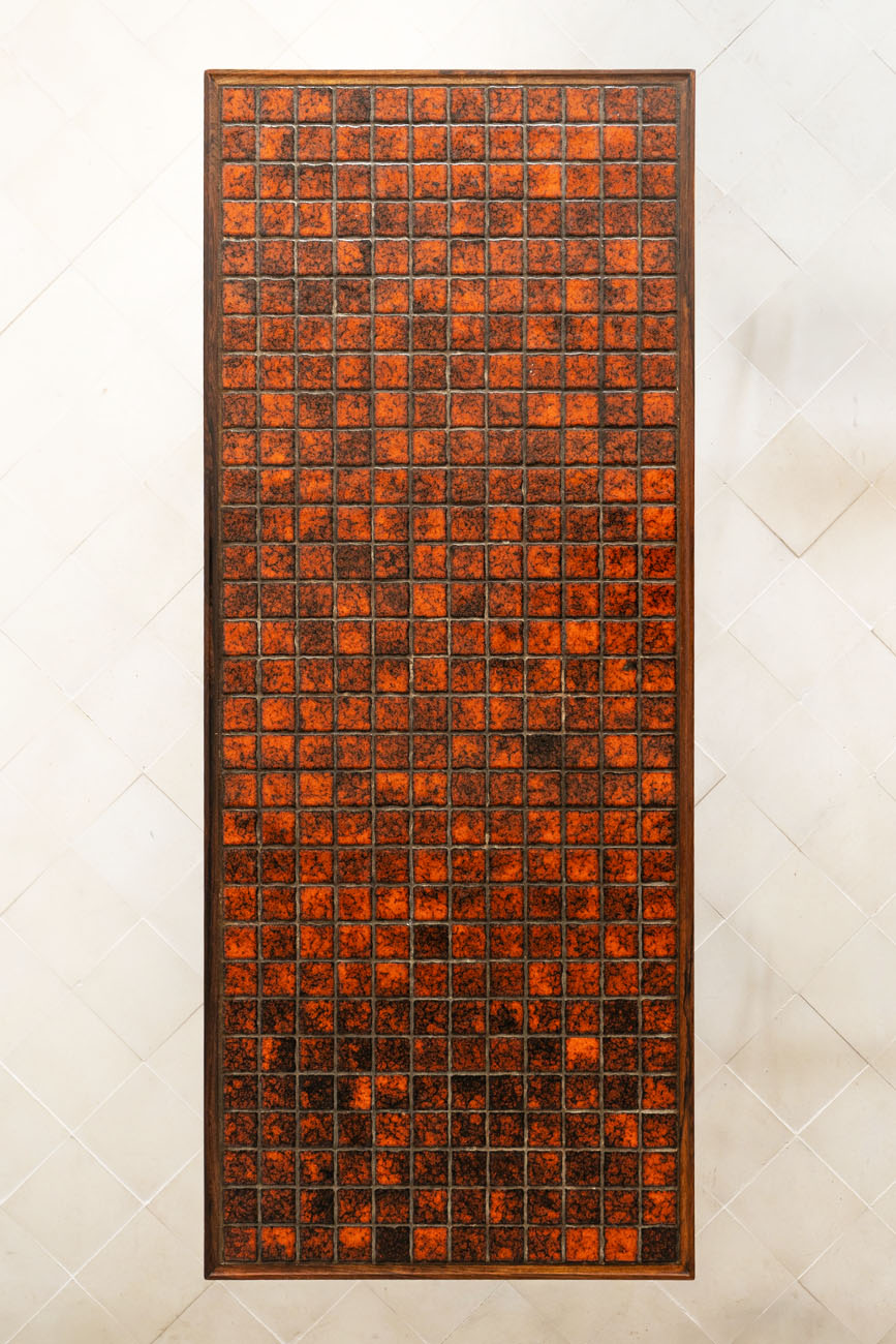 Mesa de café de palisandro y cerámica esmaltada