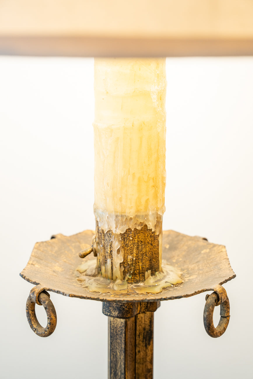 Gilded wrought iron floor lamp