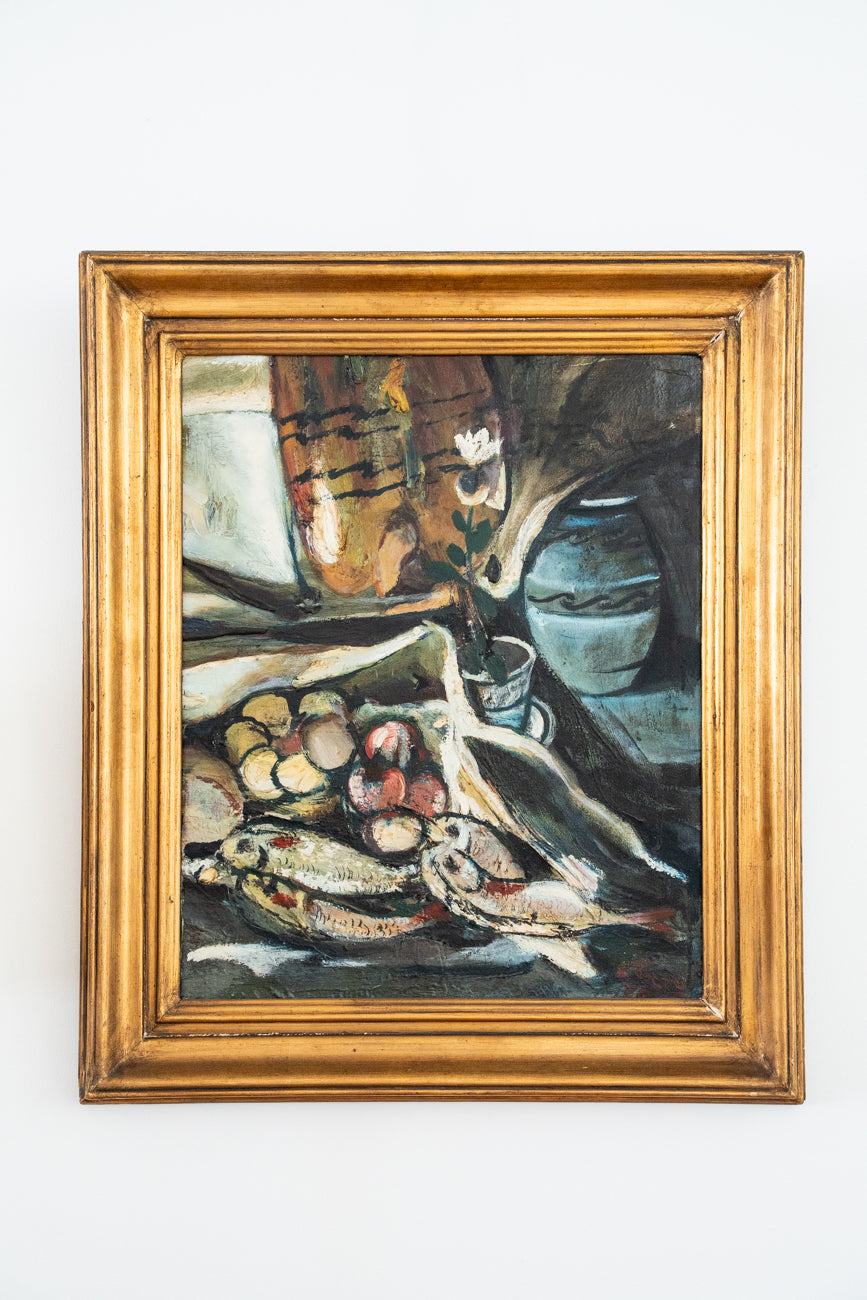 Nature morte et cadre doré