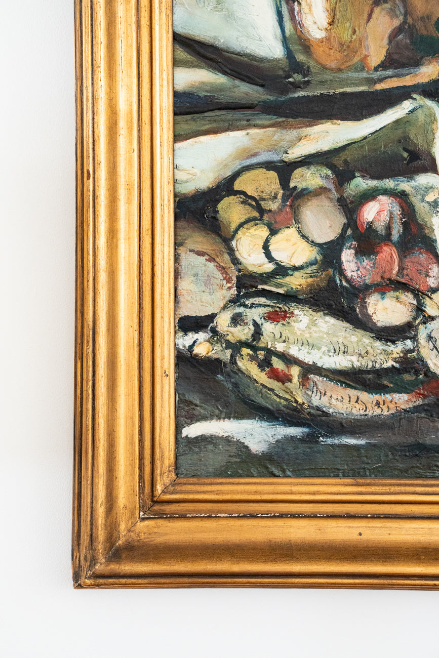 Nature morte et cadre doré
