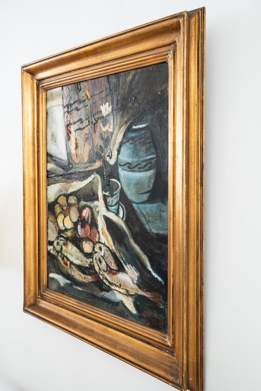 Nature morte et cadre doré