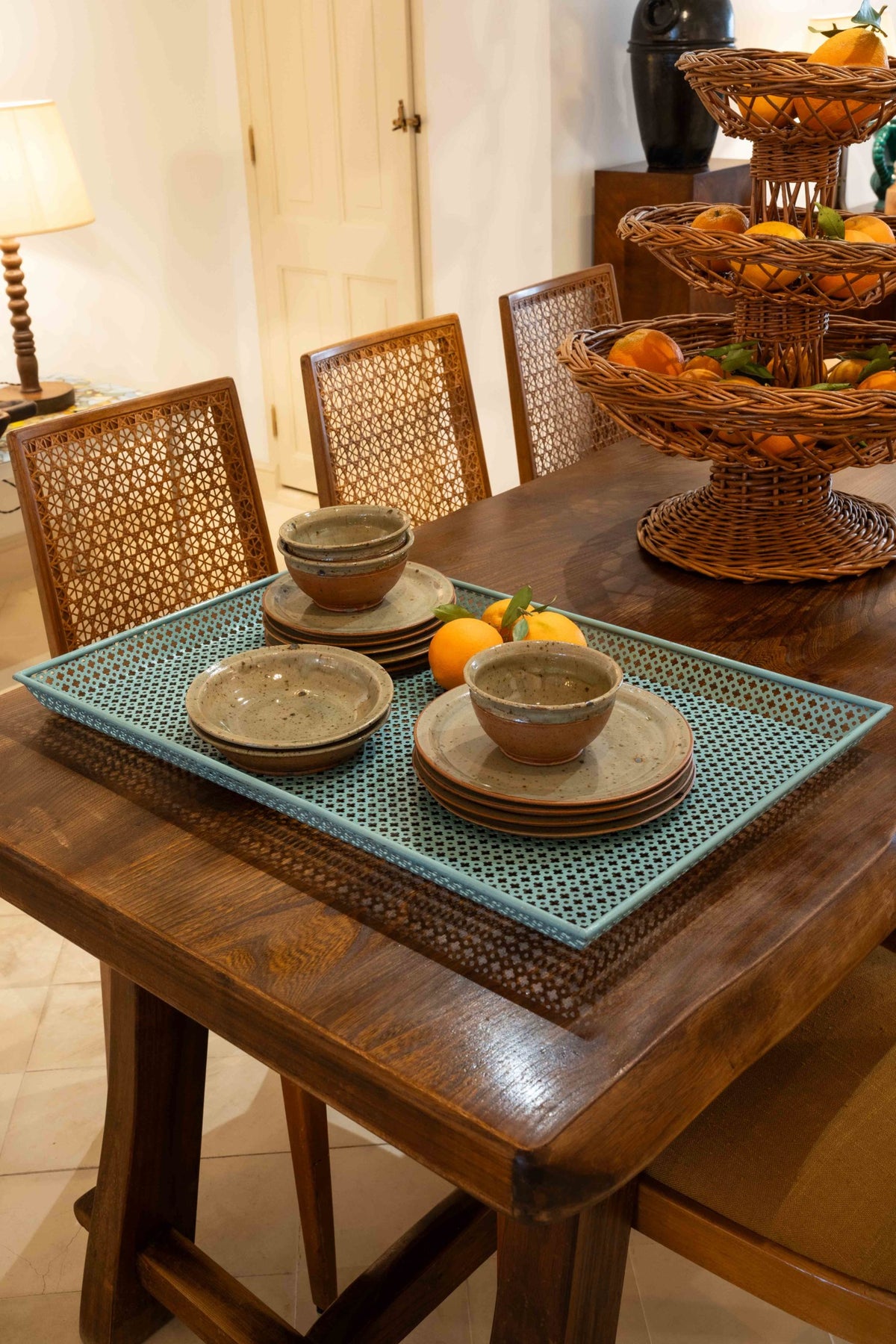 Grand plateau bleu turquoise