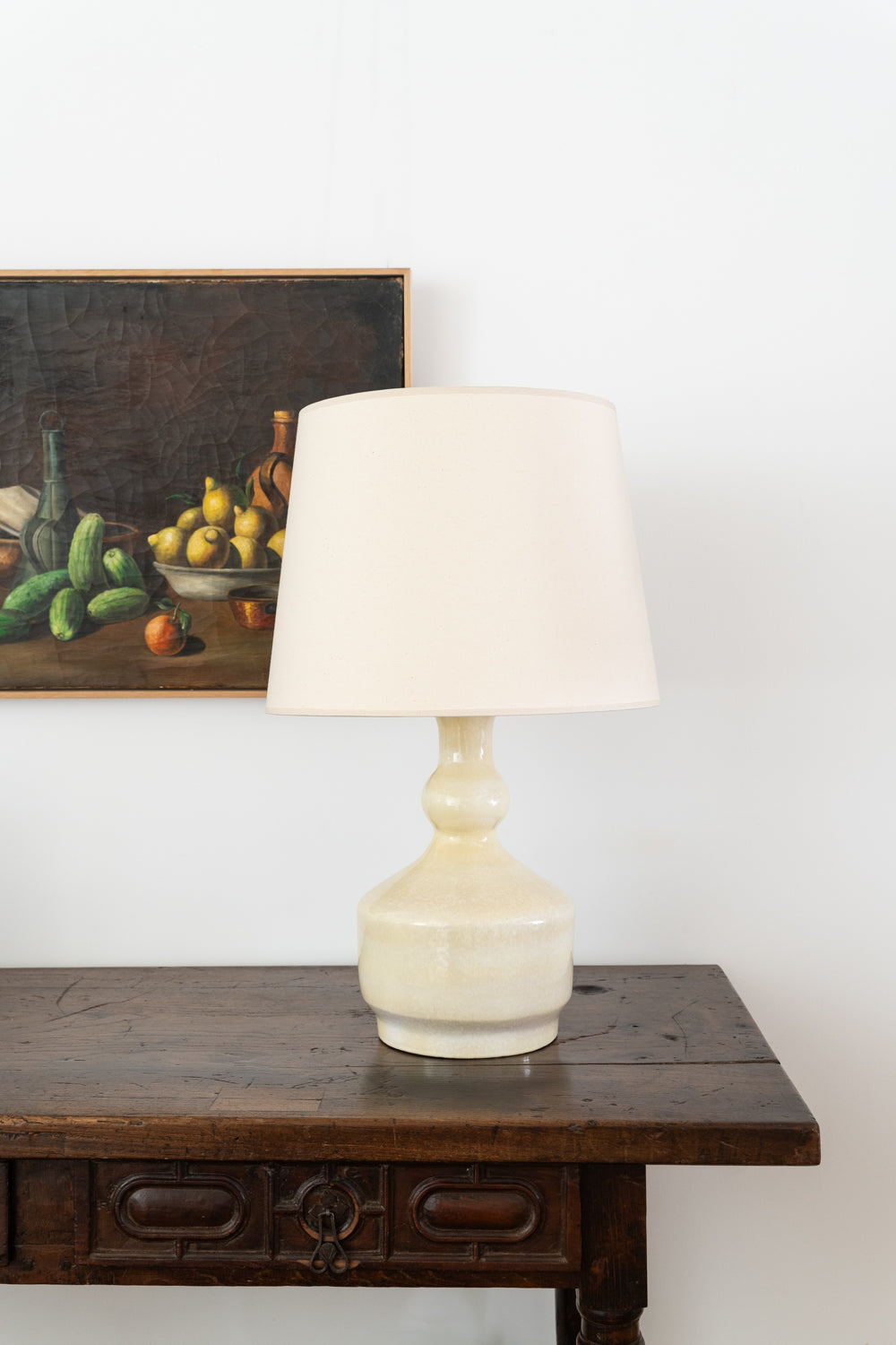 Tall white ceramic table lamp