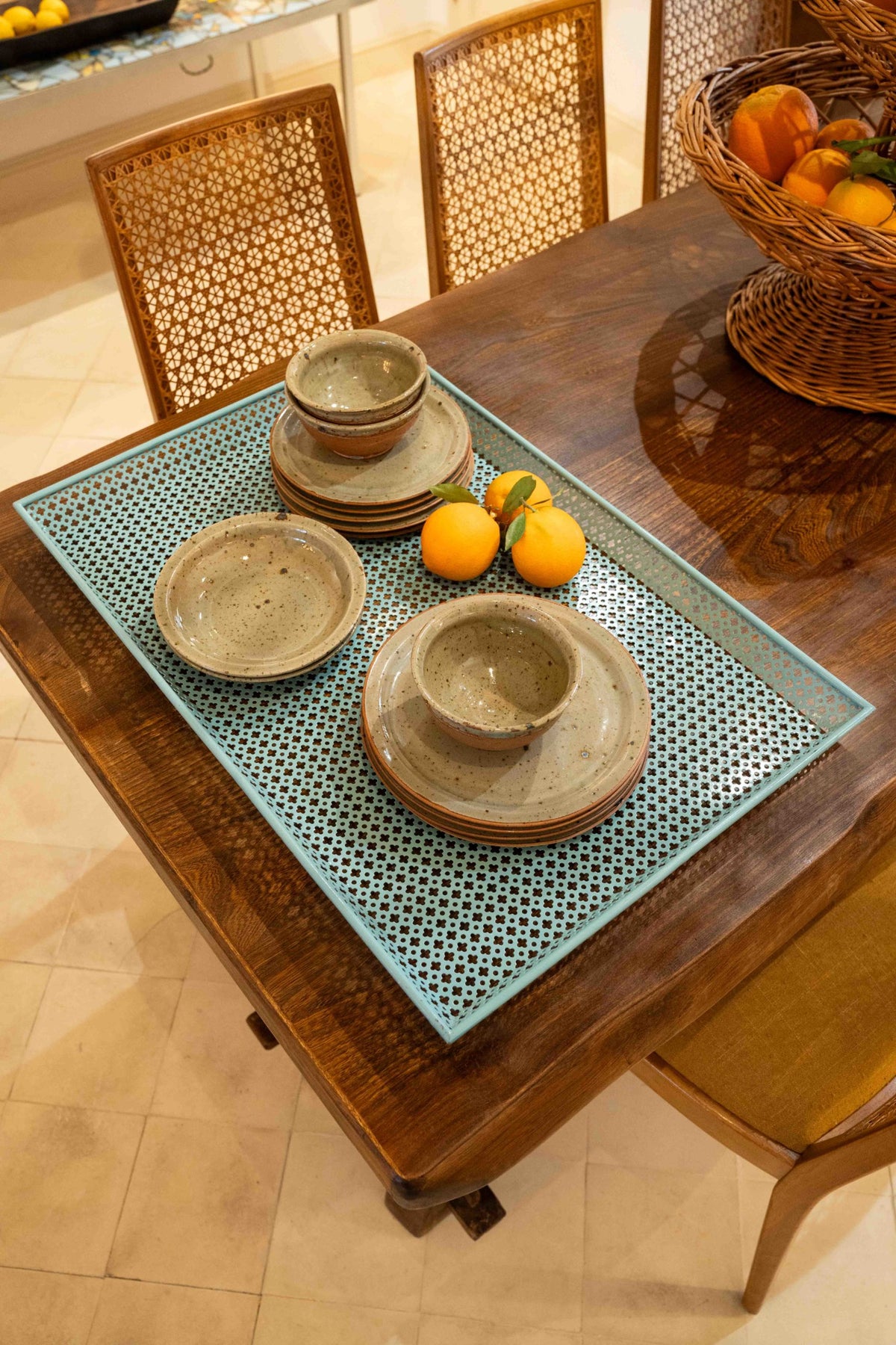 Large turquoise blue tray