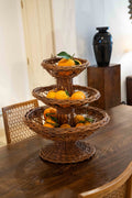 Three-tiered wicker basket