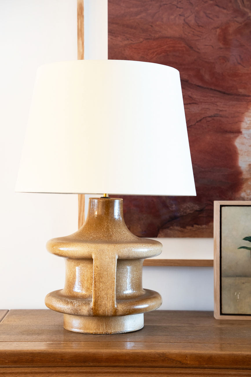 Tall ceramic table lamp with handles
