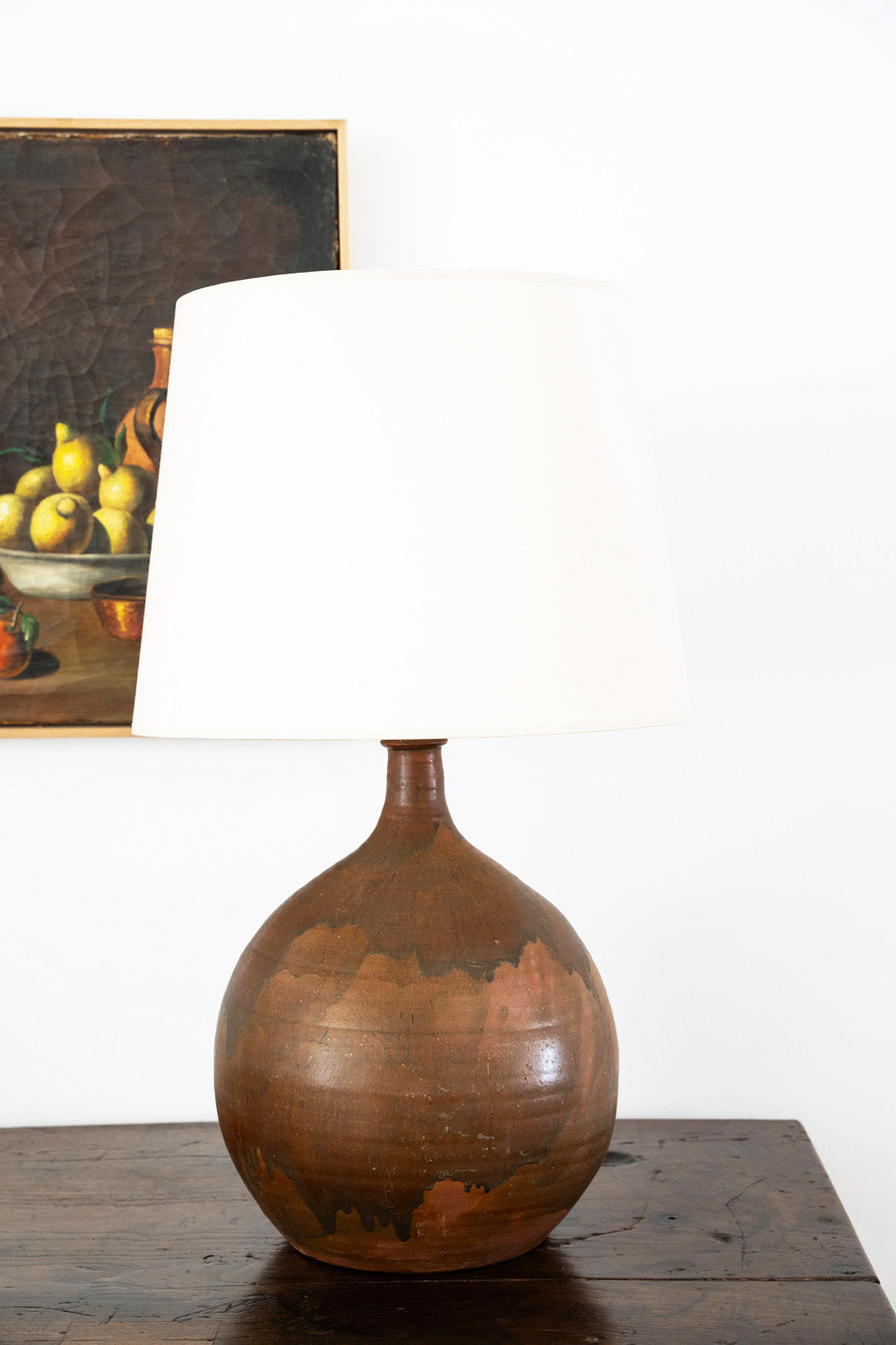 Tall table lamp in brown ceramic